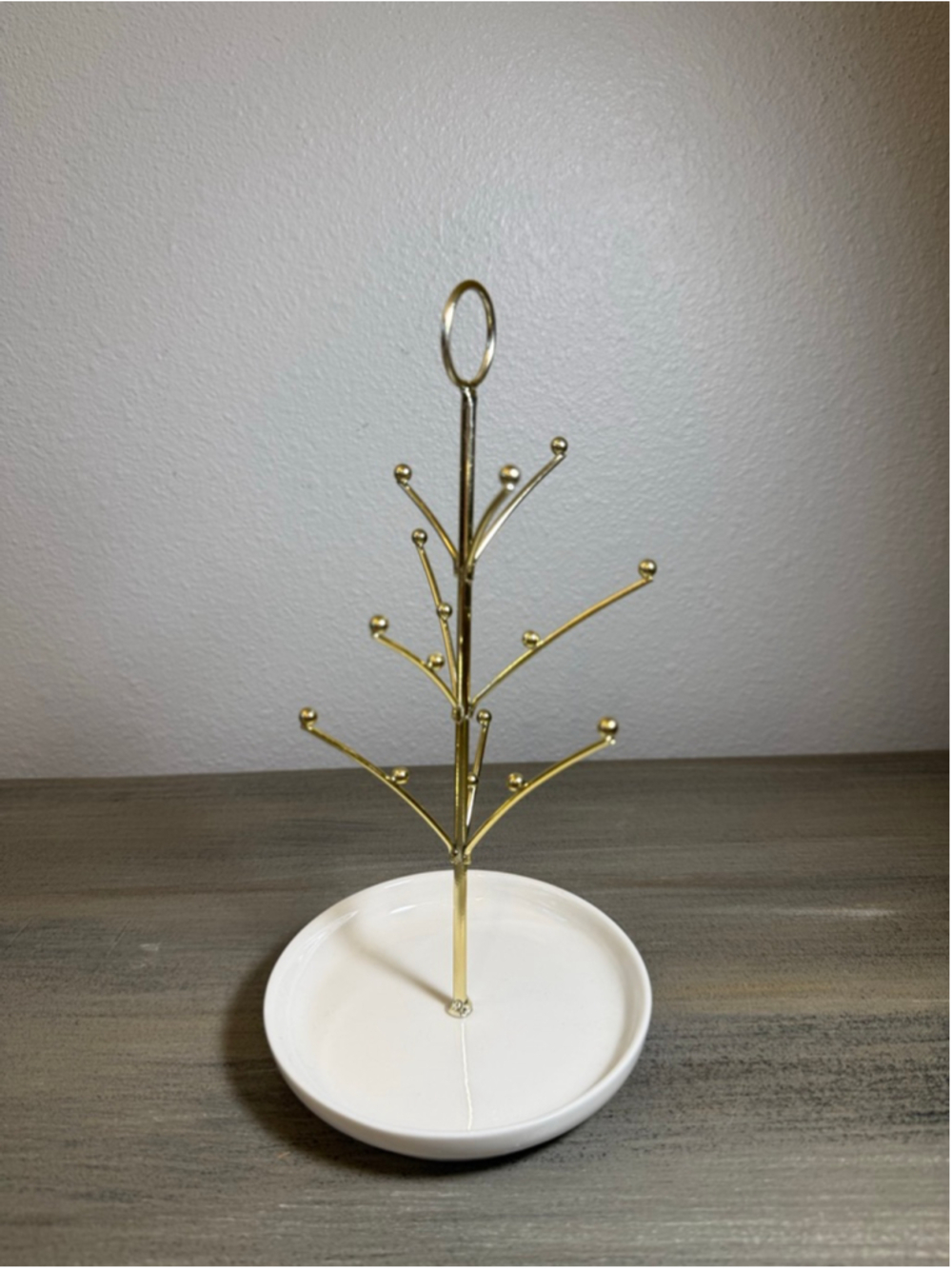 gold-colored jewelry tree stand ornament display trinket tray - Picture 2 of 7